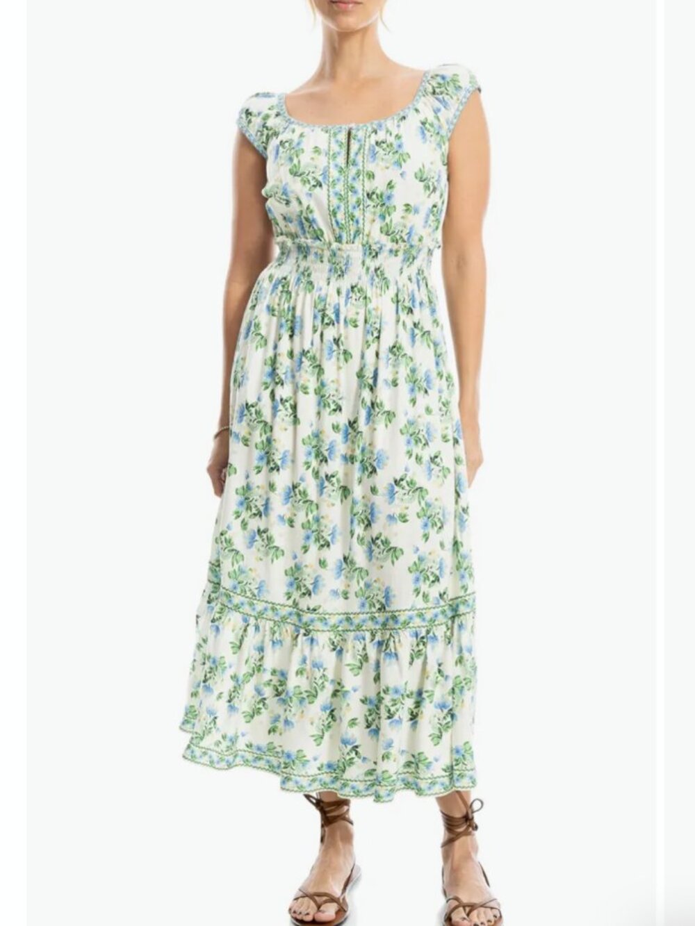 NWT Max Studio London Summer Blooms Smocked Maxi Dress in Women's X-Large